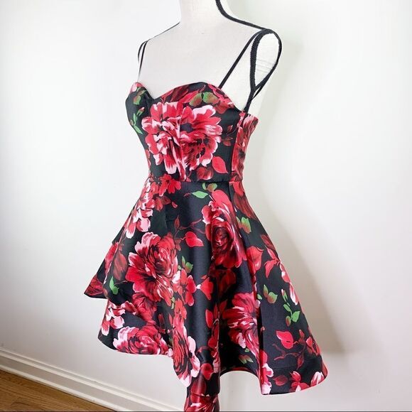 B Darlin‎ Floral Strapless Fit/Flare Minidress Sz 3/4 - Picture 6 of 13